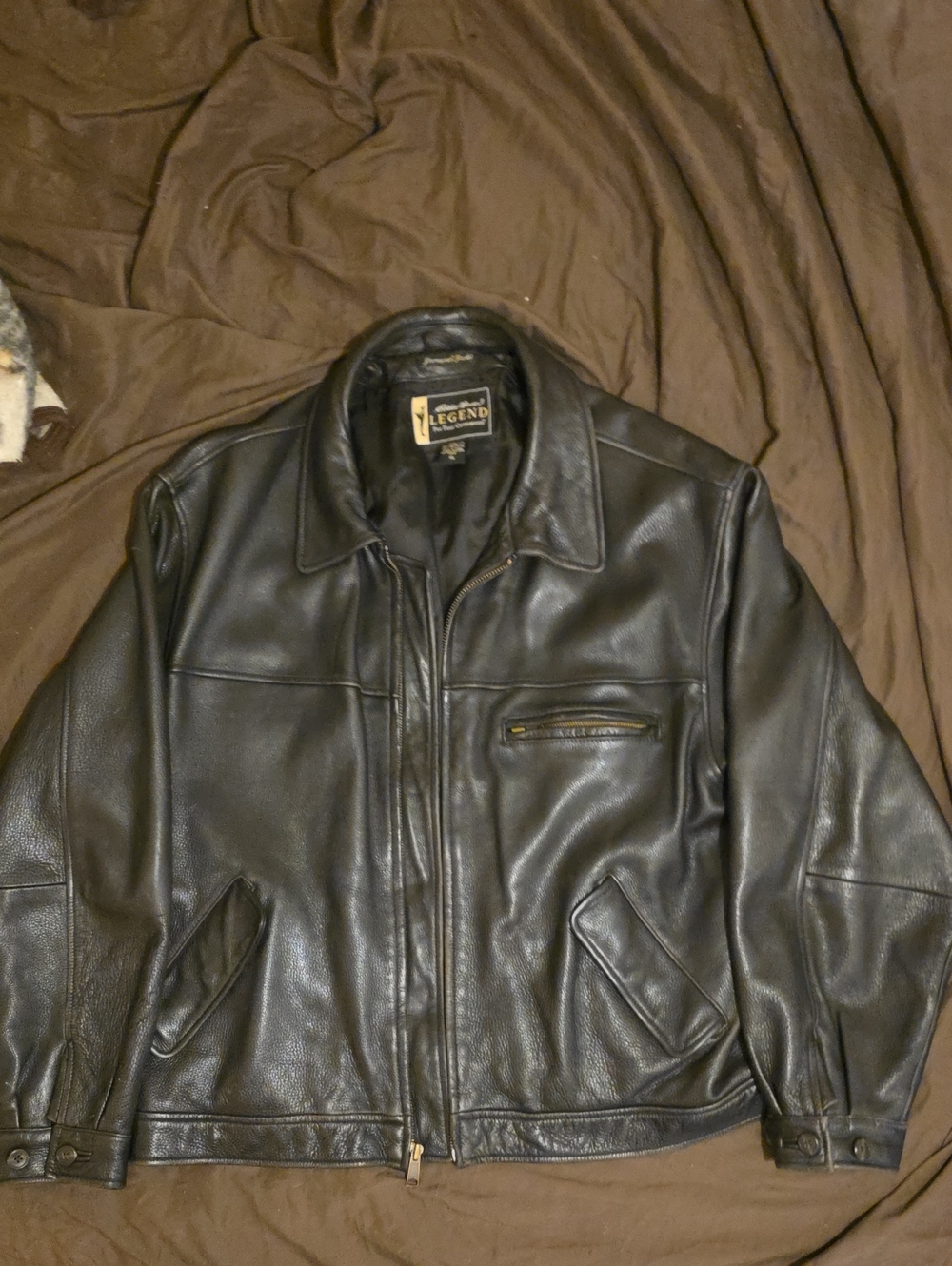 Eddie Bauer Black Leather Bomber Jacket